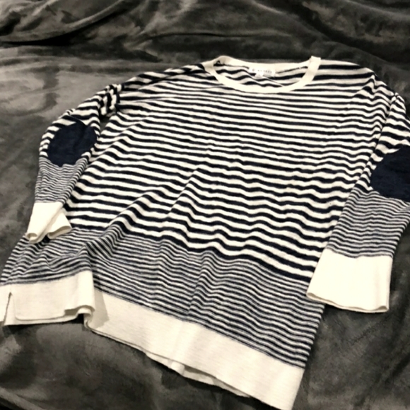 💛5 FOR $20💛 Downeast Navy Blue and Cream Striped Tunic Sweater - Picture 8 of 8